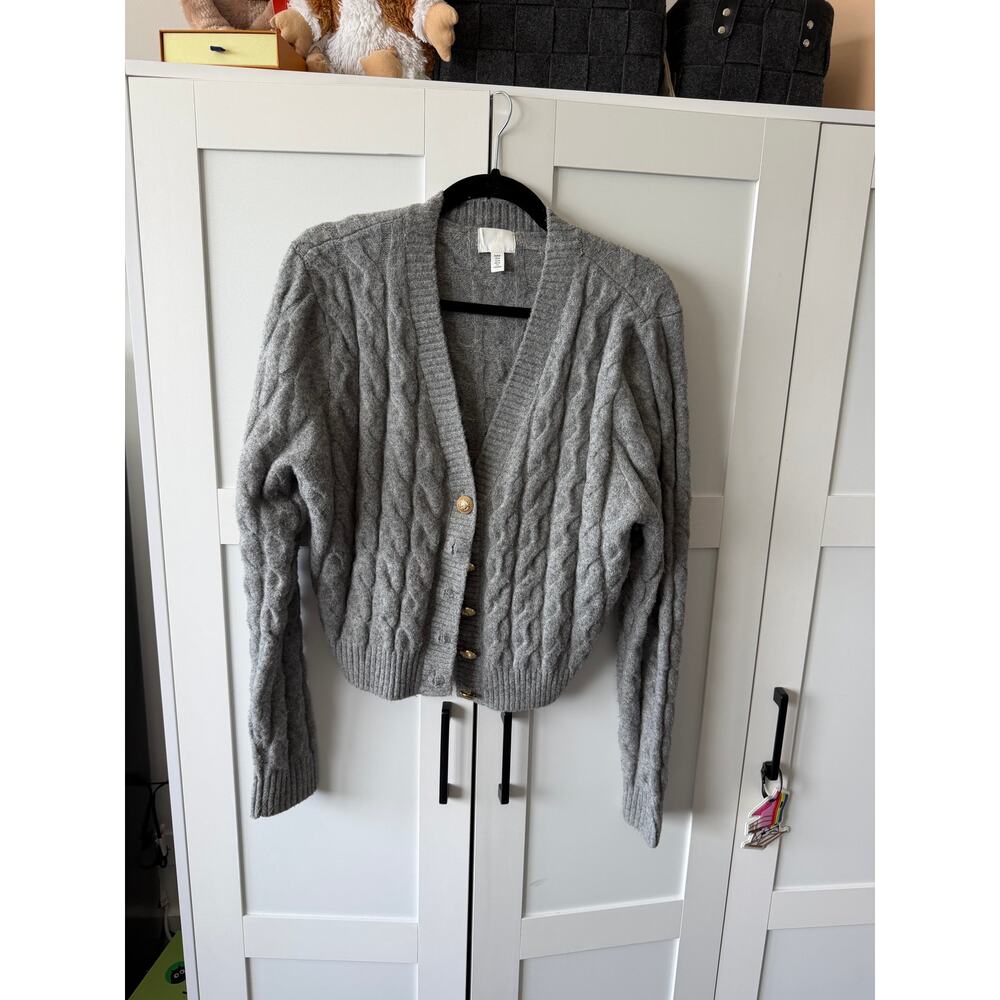 H&M Grey Cardigan with Gold Buttons